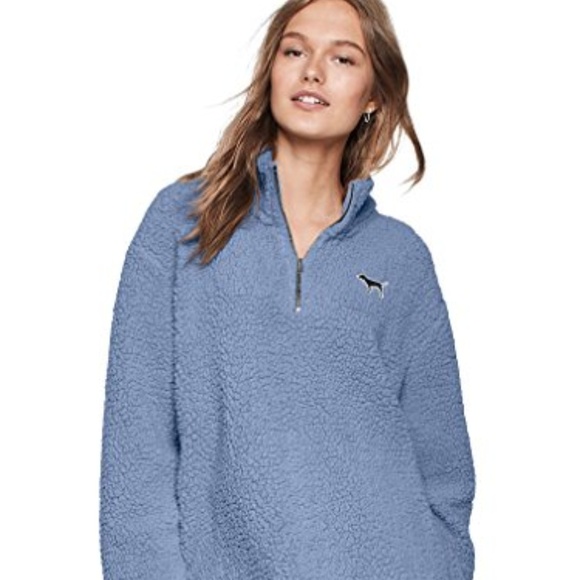 Victoria' Secret Pink Sherpa Boyfriend Quarter Zip - Picture 1 of 4